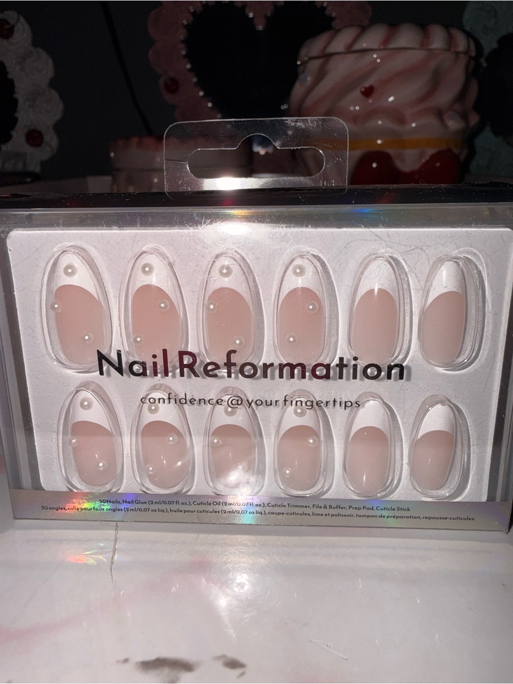 Nail Reformation Classic French Tip with Pearl Accent Press-On Nails
